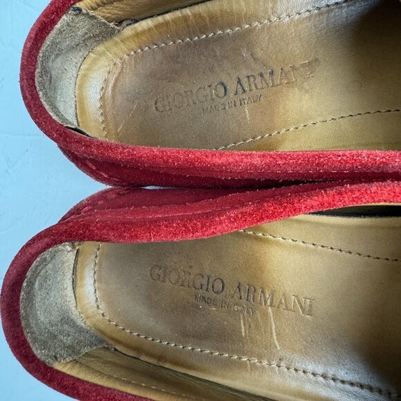 Giorgio Armani Driving Shoes Red Suede Size 8.5 main image 8